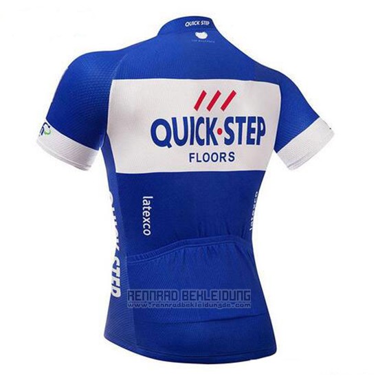 2018 Fahrradbekleidung Quick Step Floors Blau und Wei Trikot Kurzarm und Tragerhose